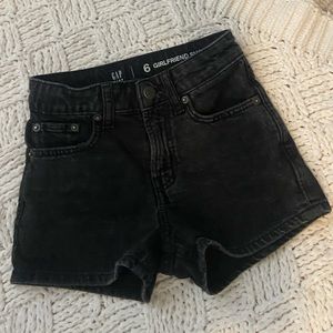 Gap kids, girlfriend style denim shorts in Black faded wash color